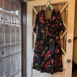 Plus size voodoo vixen 3/4 length sleeve floral 60s dress